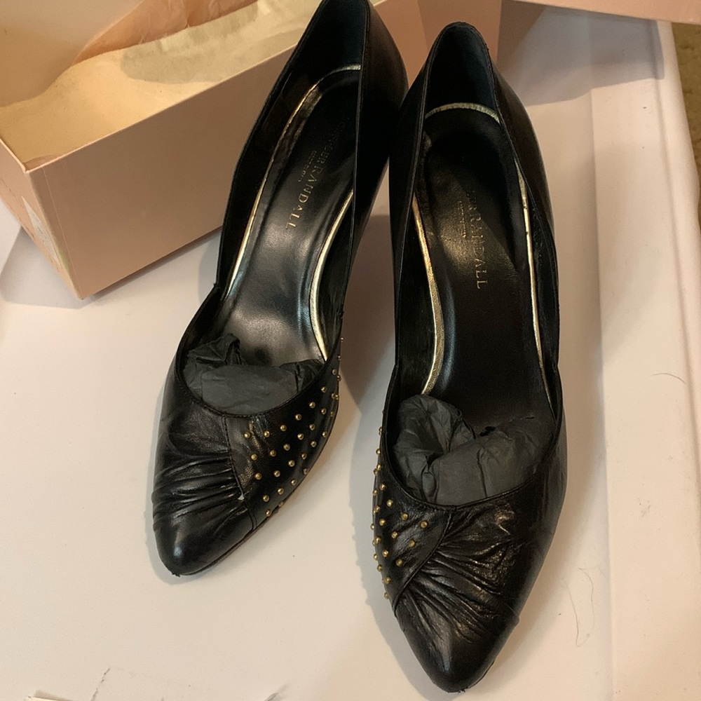 Loeffler Randall Eliza Black Leather Studded Heels Womens 9 B